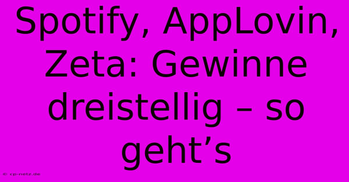 Spotify, AppLovin, Zeta: Gewinne Dreistellig – So Geht’s