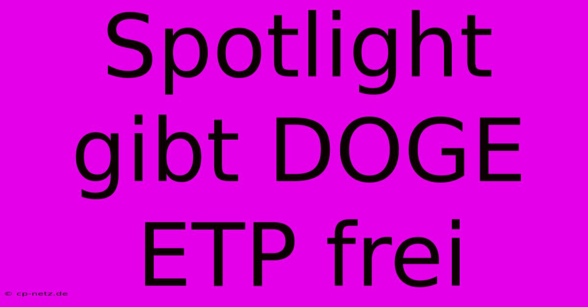 Spotlight Gibt DOGE ETP Frei