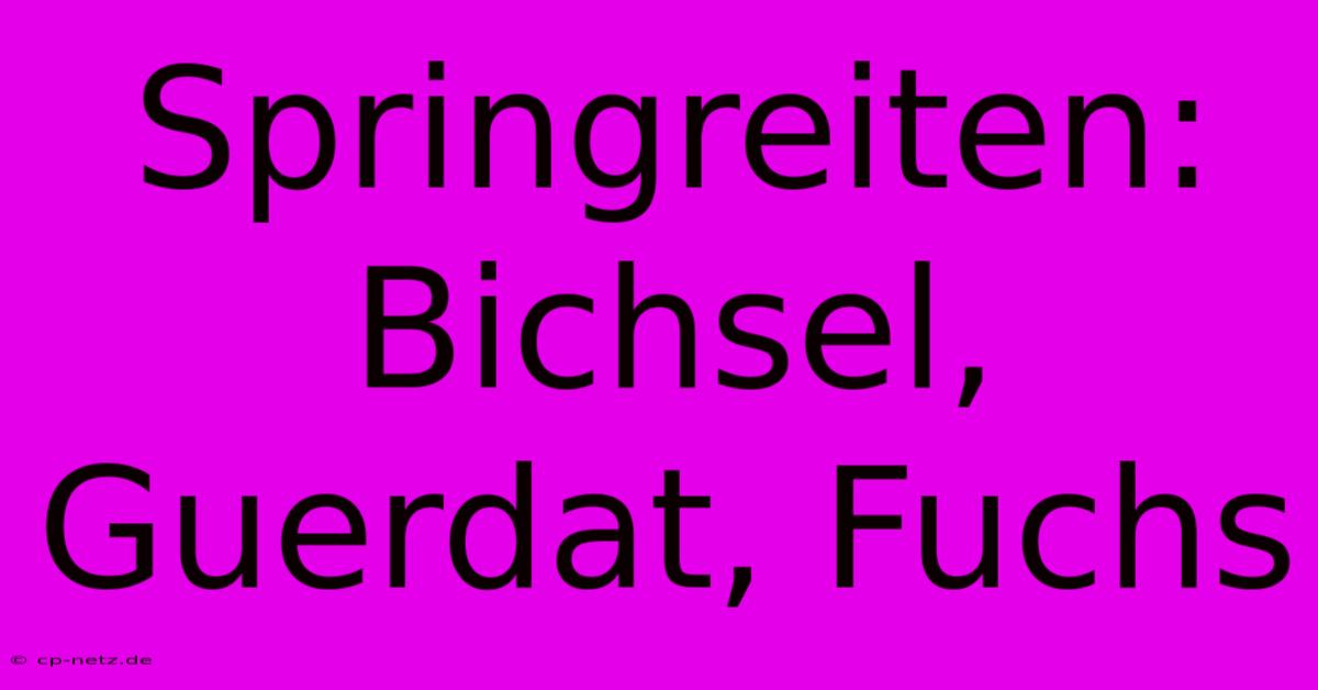 Springreiten: Bichsel, Guerdat, Fuchs