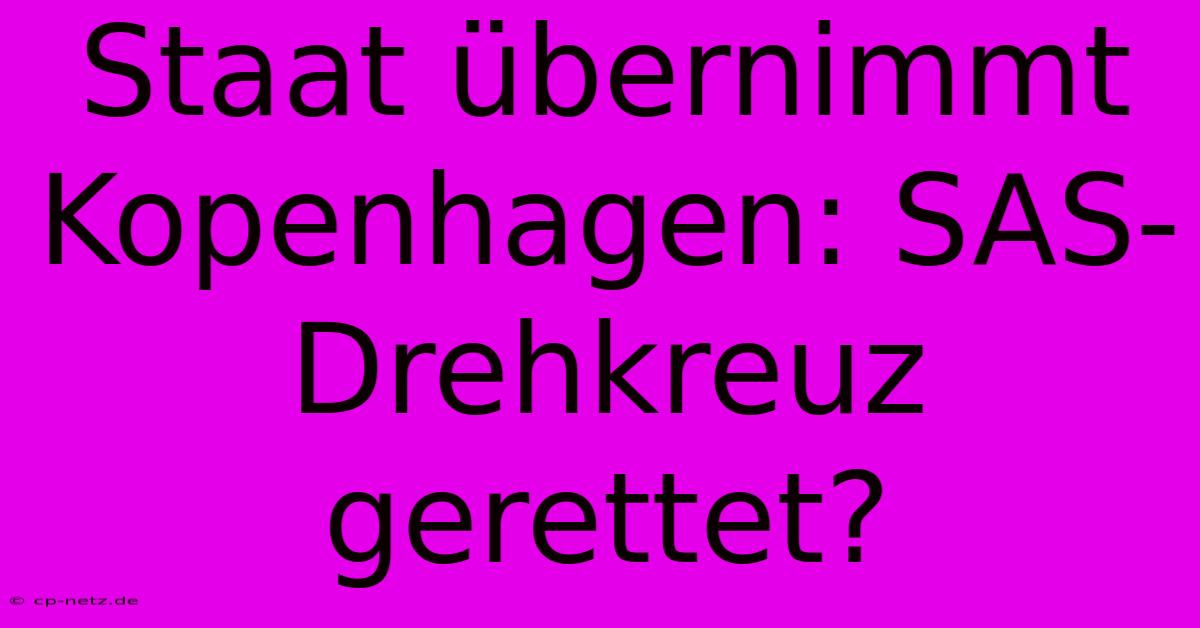 Staat Übernimmt Kopenhagen: SAS-Drehkreuz Gerettet?