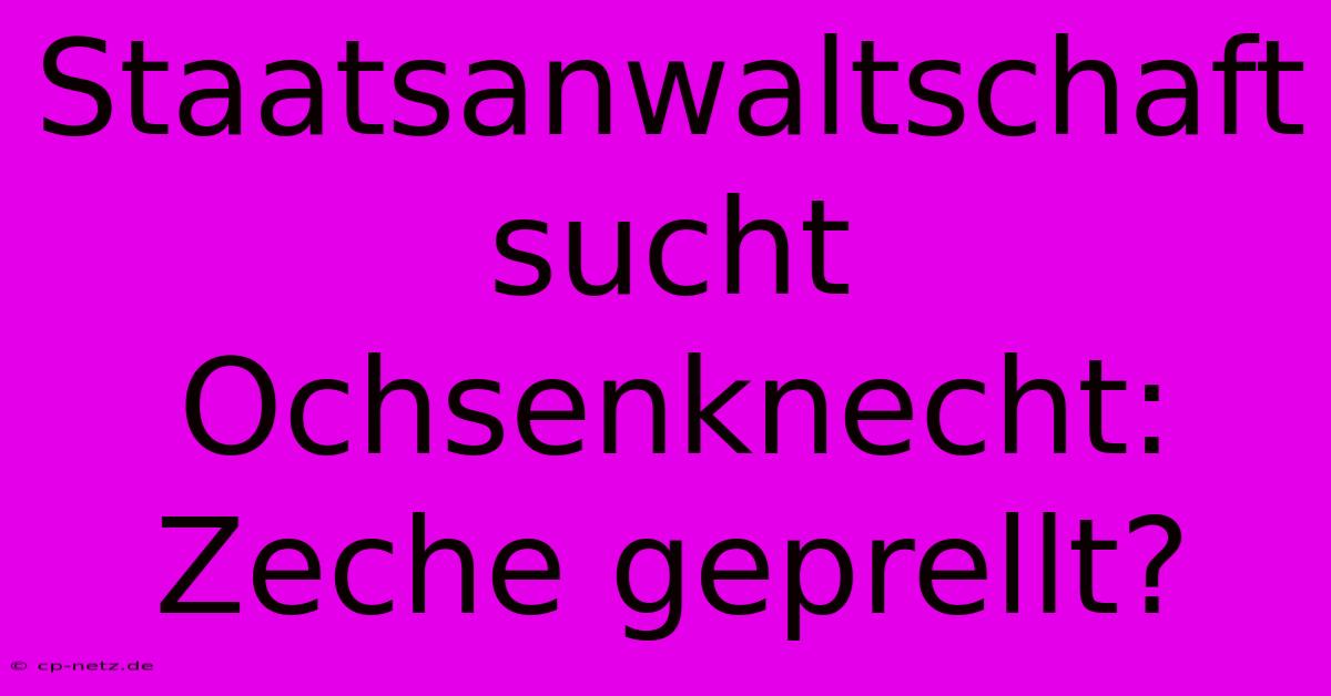 Staatsanwaltschaft Sucht Ochsenknecht: Zeche Geprellt?