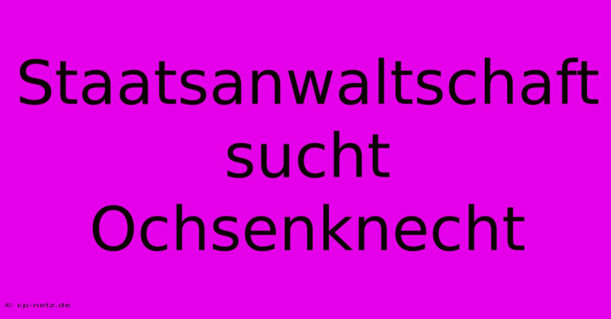 Staatsanwaltschaft Sucht Ochsenknecht