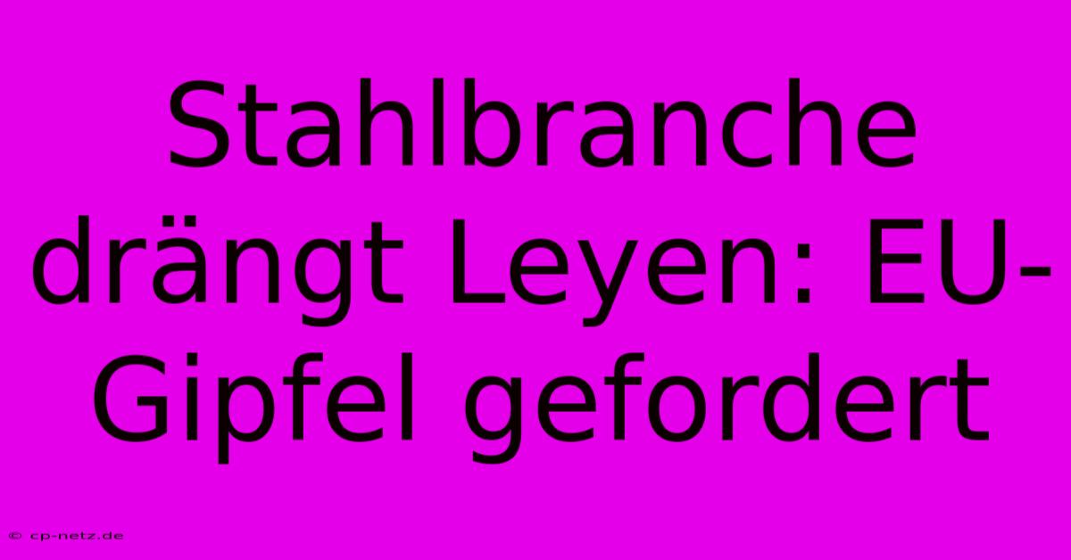 Stahlbranche Drängt Leyen: EU-Gipfel Gefordert