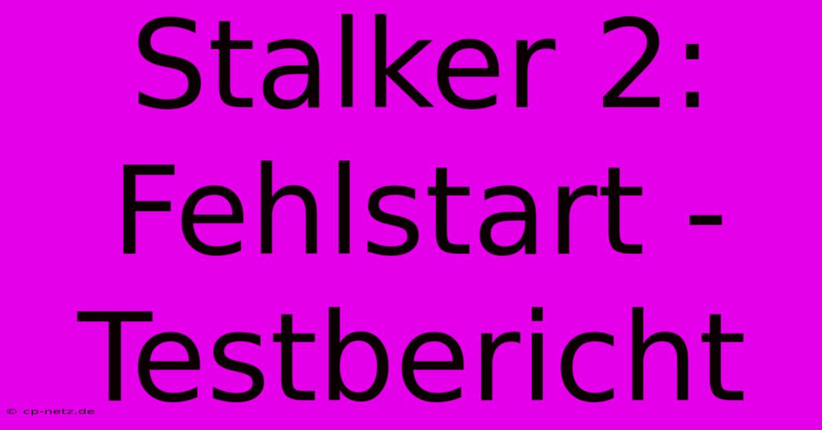 Stalker 2: Fehlstart - Testbericht