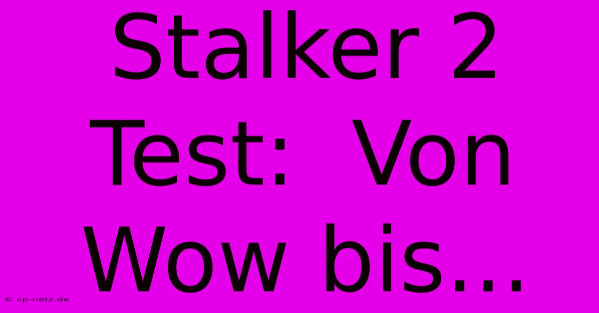 Stalker 2 Test:  Von Wow Bis...