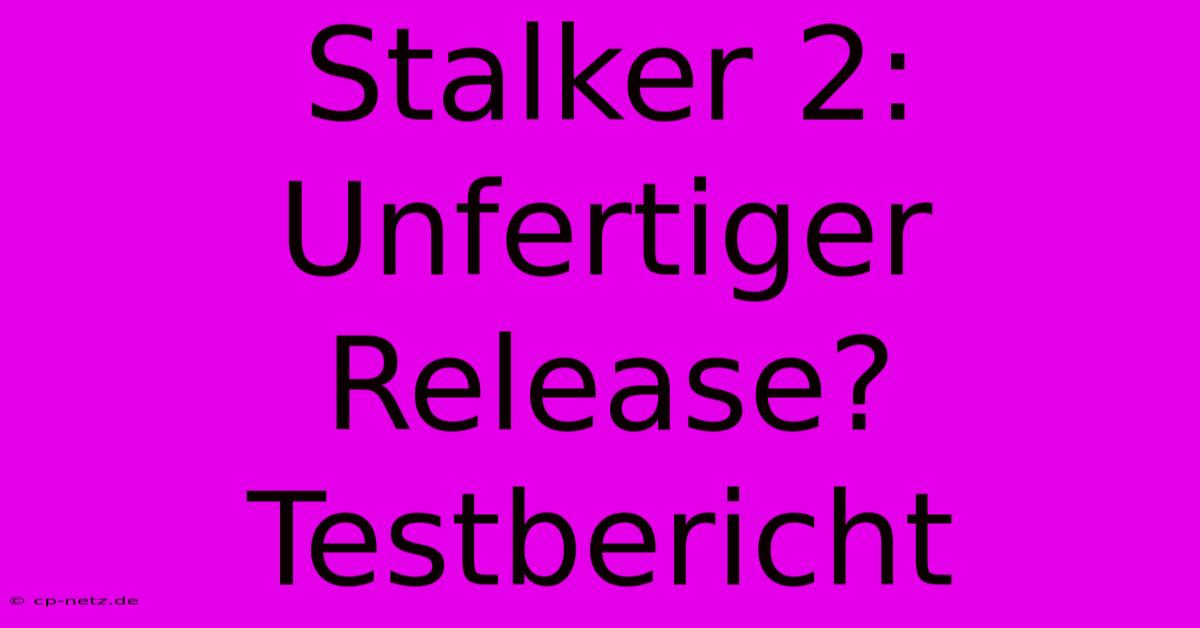 Stalker 2:  Unfertiger Release?  Testbericht