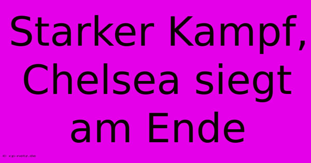 Starker Kampf, Chelsea Siegt Am Ende