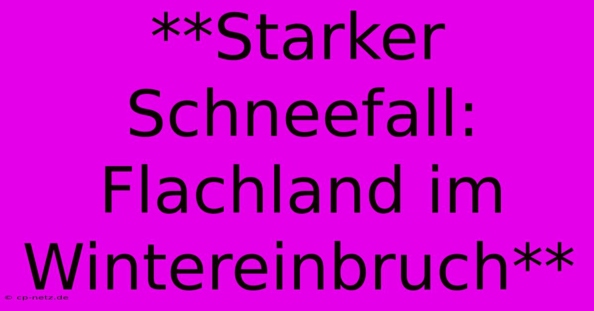 **Starker Schneefall: Flachland Im Wintereinbruch**