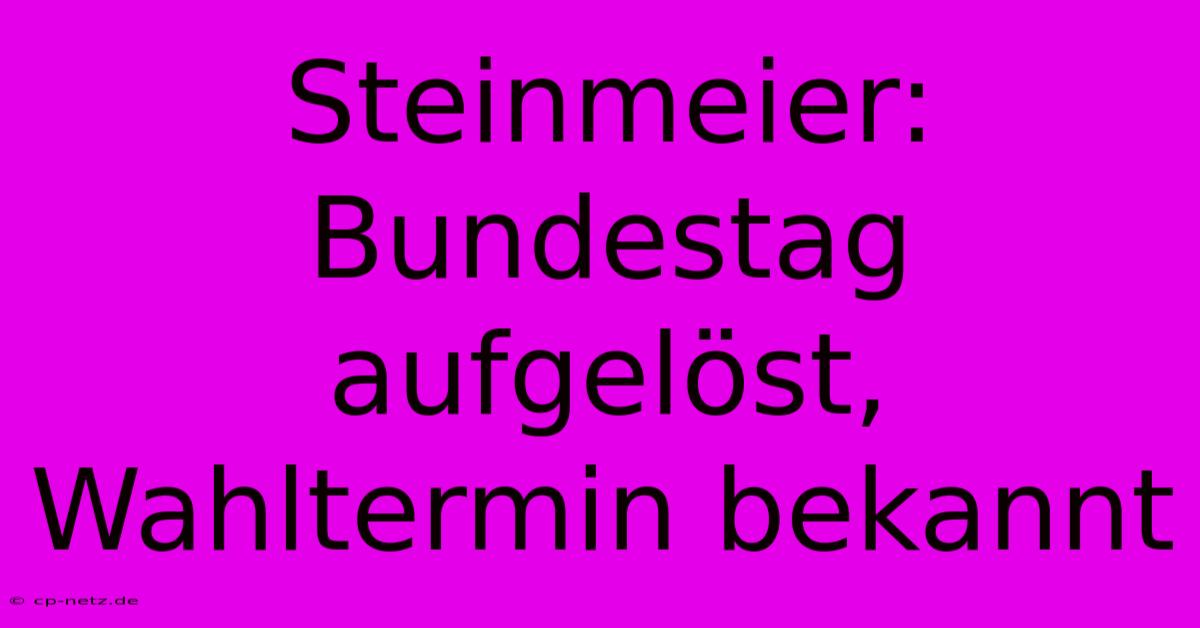 Steinmeier: Bundestag Aufgelöst, Wahltermin Bekannt