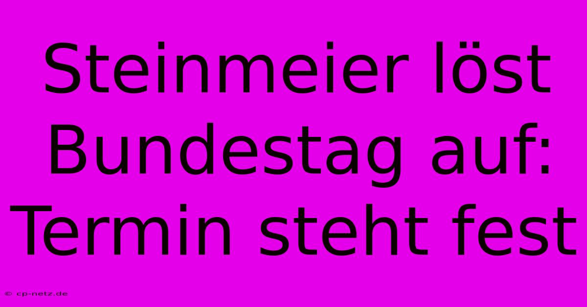 Steinmeier Löst Bundestag Auf: Termin Steht Fest