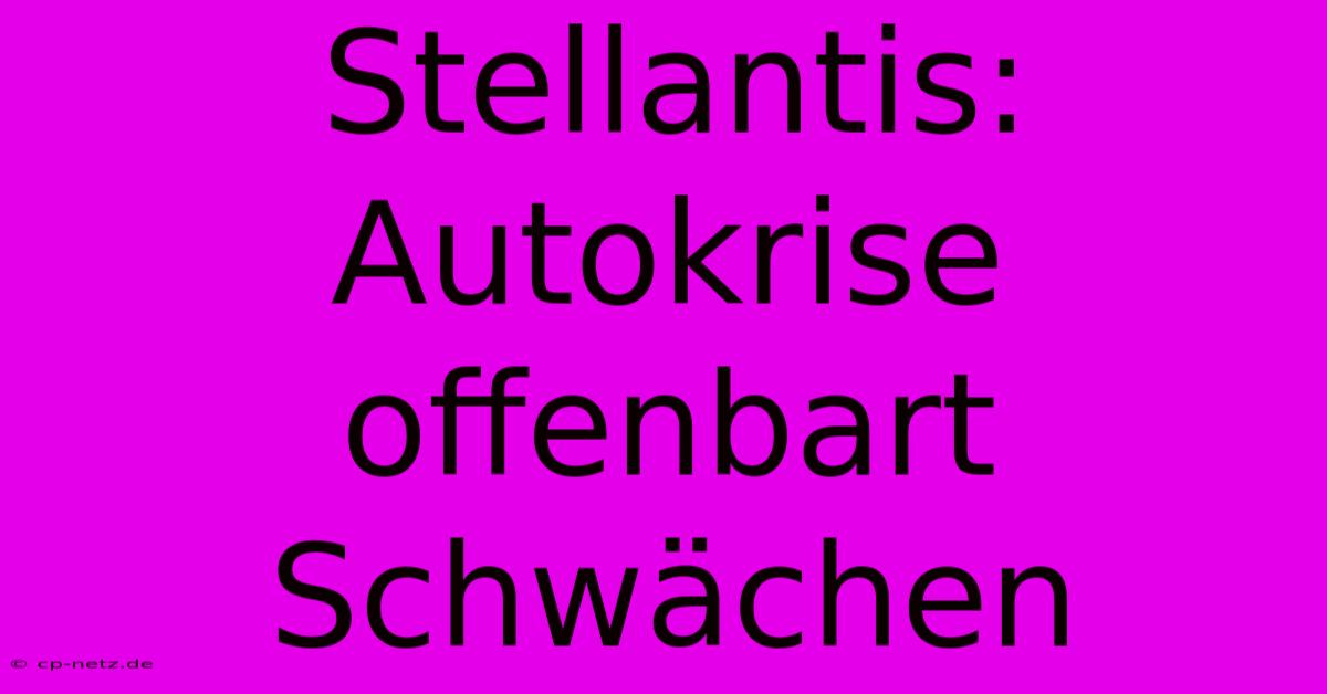 Stellantis: Autokrise Offenbart Schwächen