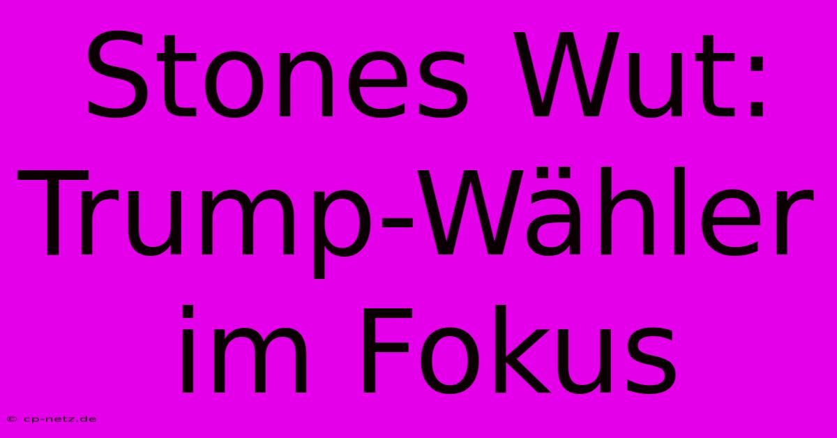 Stones Wut: Trump-Wähler Im Fokus