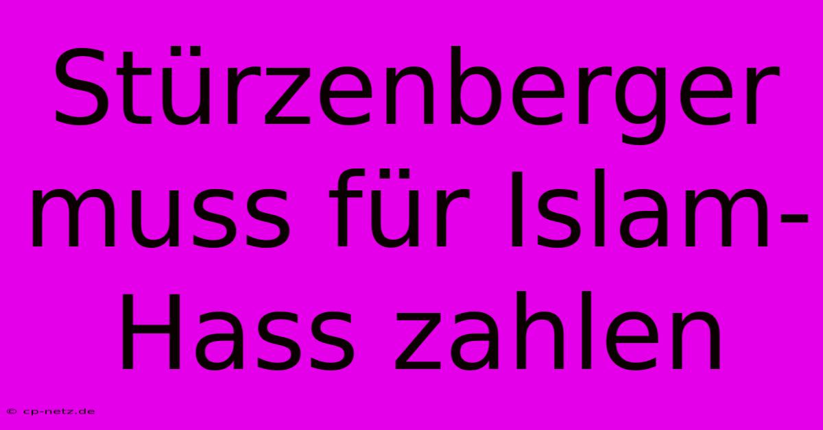 Stürzenberger Muss Für Islam-Hass Zahlen