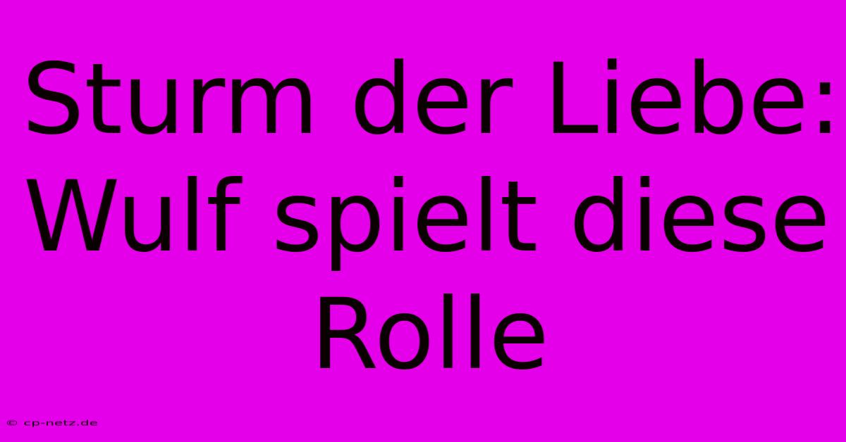 Sturm Der Liebe:  Wulf Spielt Diese Rolle