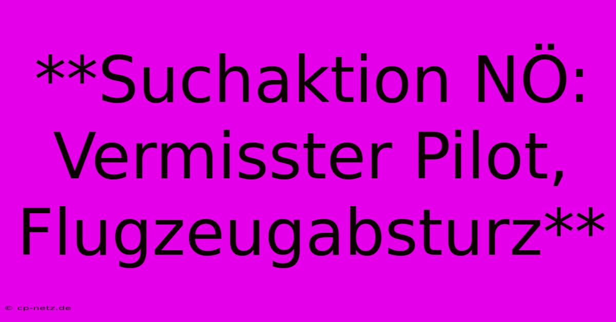 **Suchaktion NÖ: Vermisster Pilot, Flugzeugabsturz**