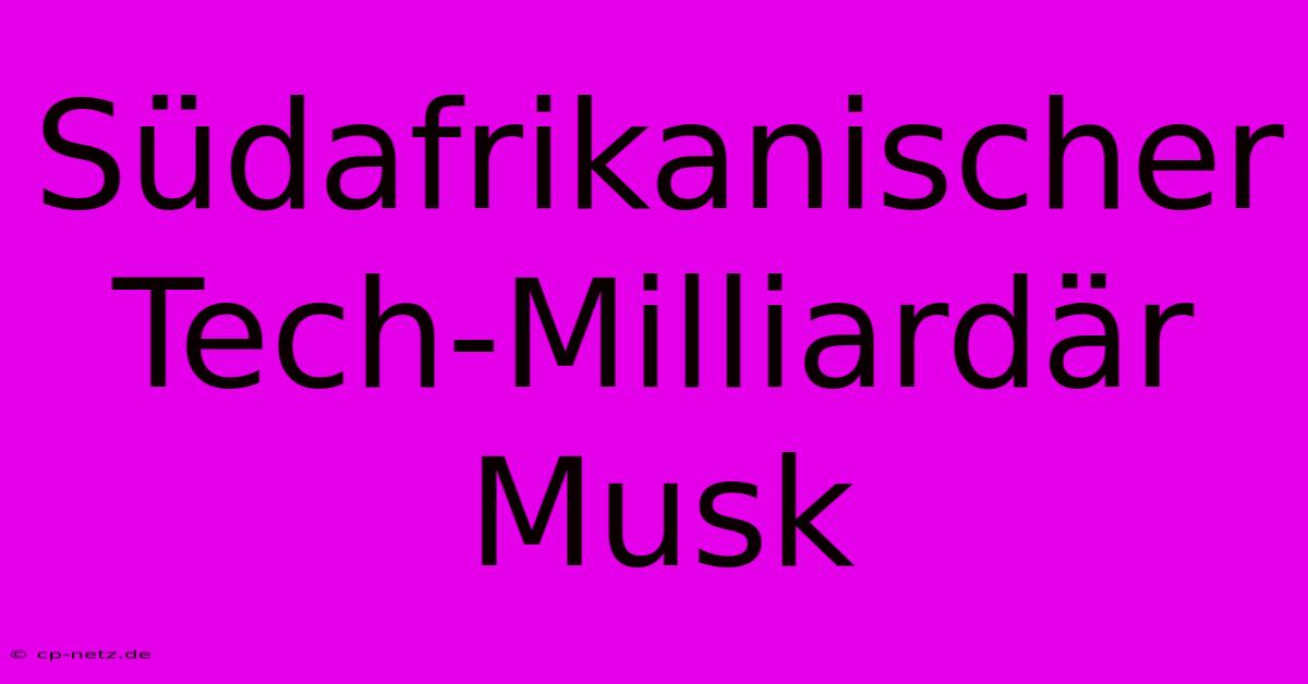 Südafrikanischer Tech-Milliardär Musk