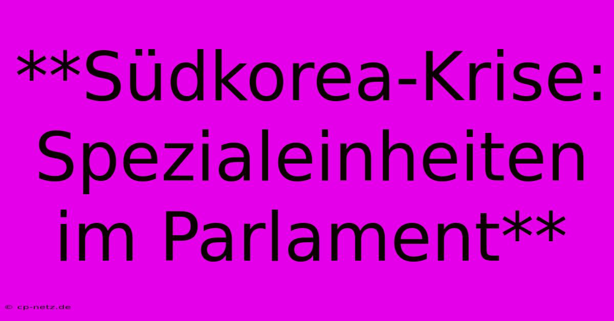 **Südkorea-Krise: Spezialeinheiten Im Parlament**