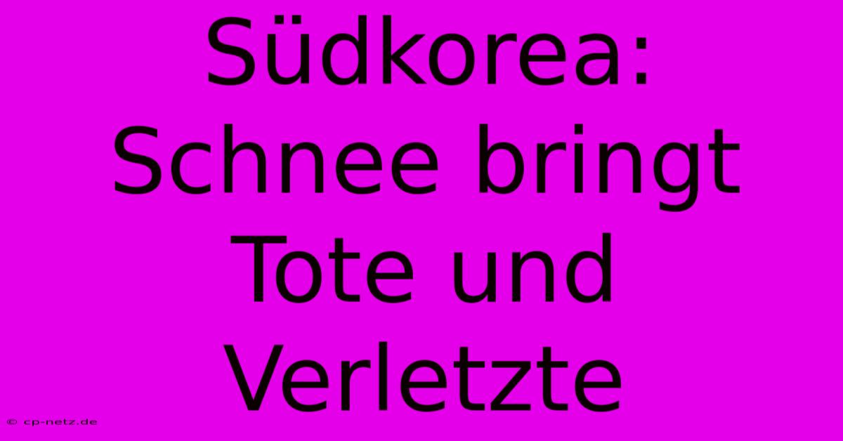 Südkorea: Schnee Bringt Tote Und Verletzte