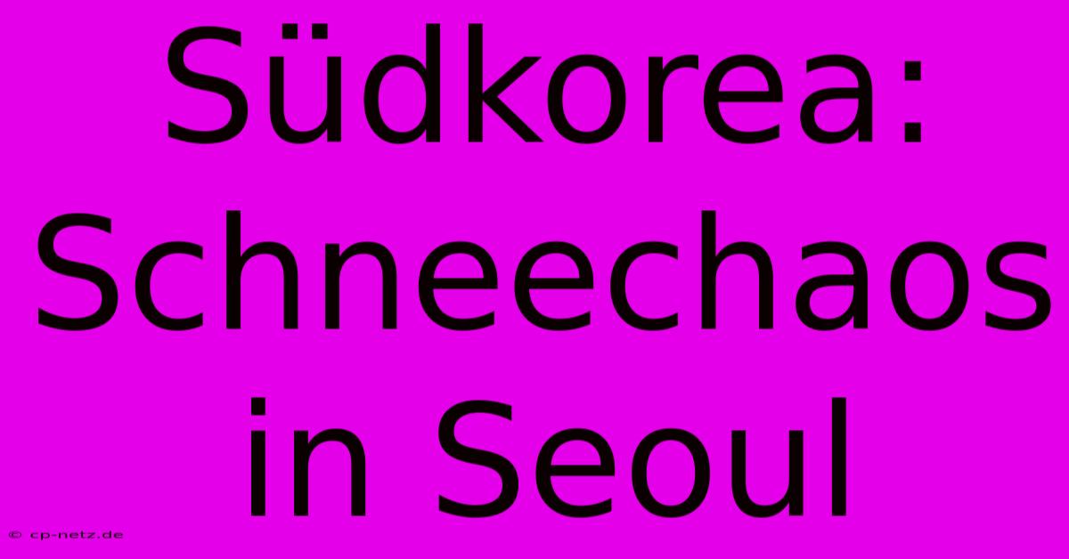 Südkorea: Schneechaos In Seoul