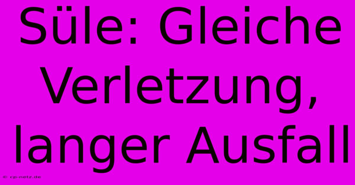 Süle: Gleiche Verletzung, Langer Ausfall