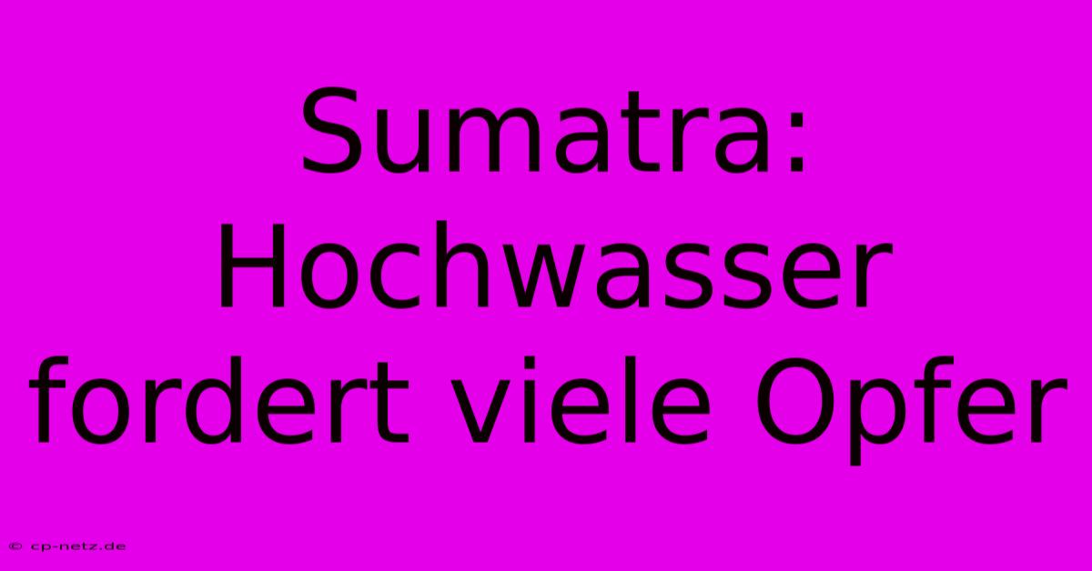 Sumatra: Hochwasser Fordert Viele Opfer