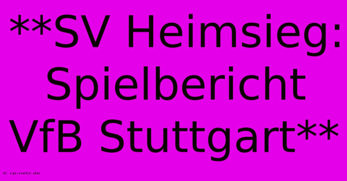 **SV Heimsieg: Spielbericht VfB Stuttgart**