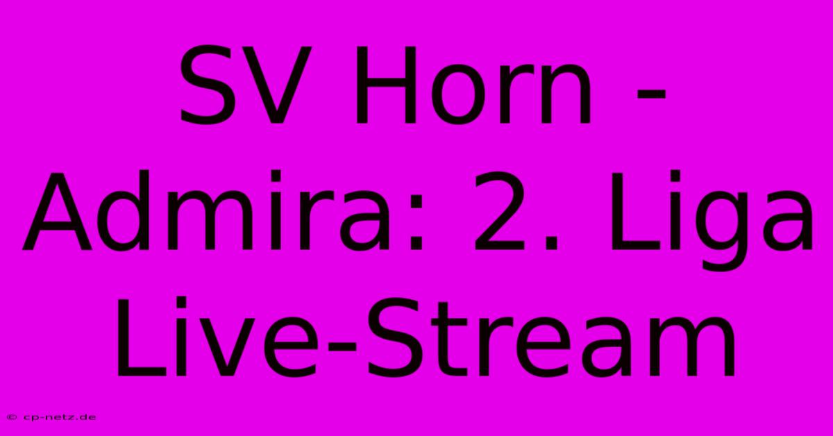 SV Horn - Admira: 2. Liga Live-Stream