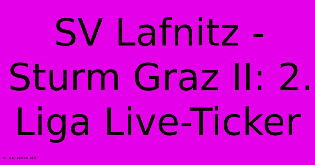 SV Lafnitz - Sturm Graz II: 2. Liga Live-Ticker