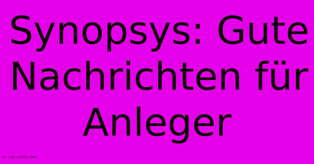 Synopsys: Gute Nachrichten Für Anleger