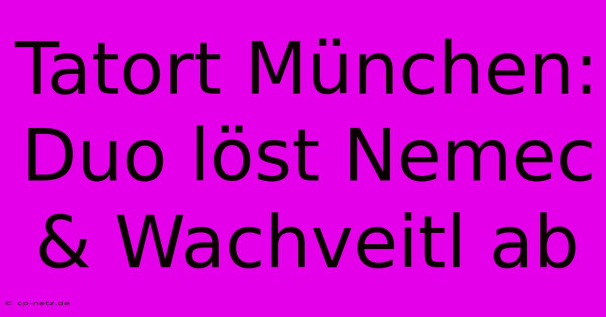 Tatort München: Duo Löst Nemec & Wachveitl Ab