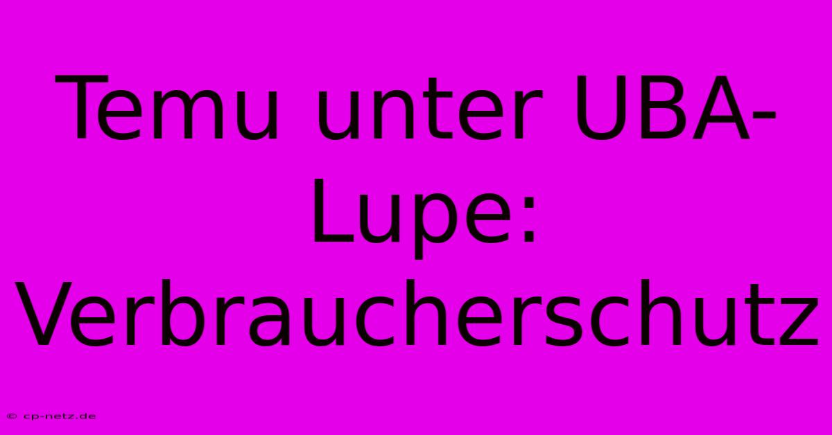 Temu Unter UBA-Lupe: Verbraucherschutz