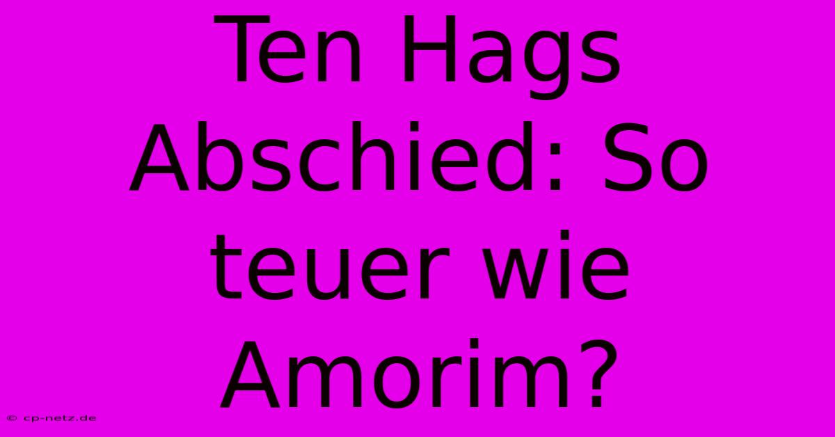 Ten Hags Abschied: So Teuer Wie Amorim?