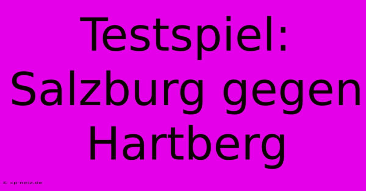 Testspiel: Salzburg Gegen Hartberg