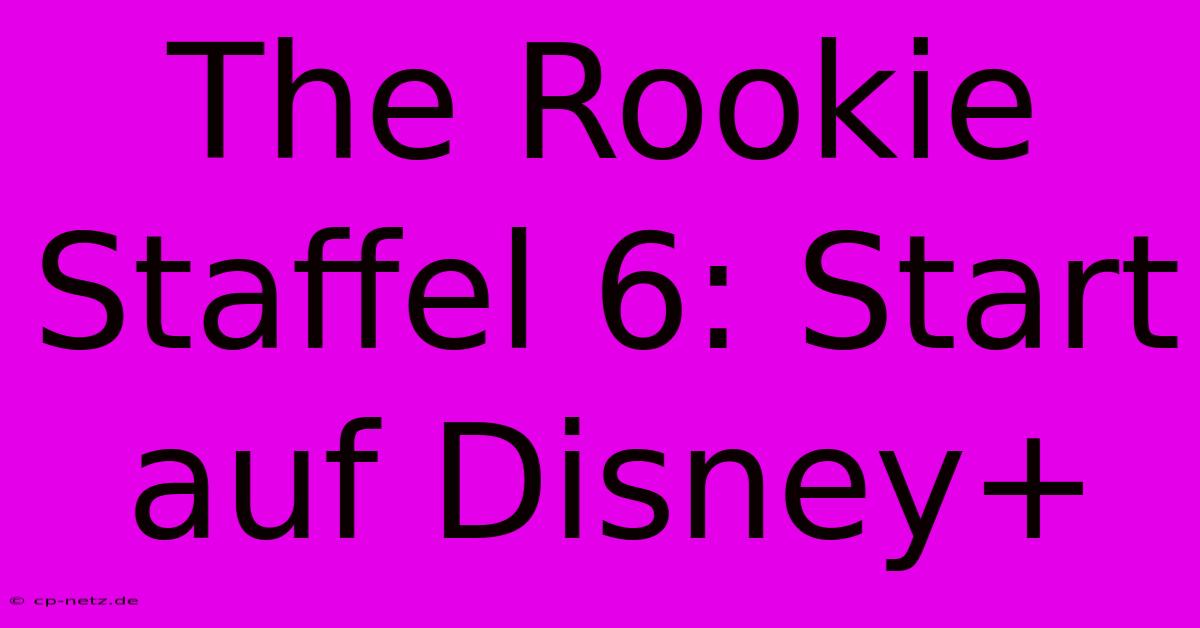 The Rookie Staffel 6: Start Auf Disney+