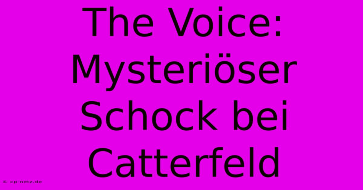 The Voice: Mysteriöser Schock Bei Catterfeld