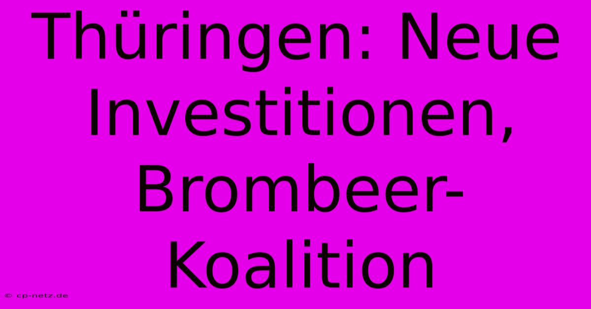 Thüringen: Neue Investitionen, Brombeer-Koalition