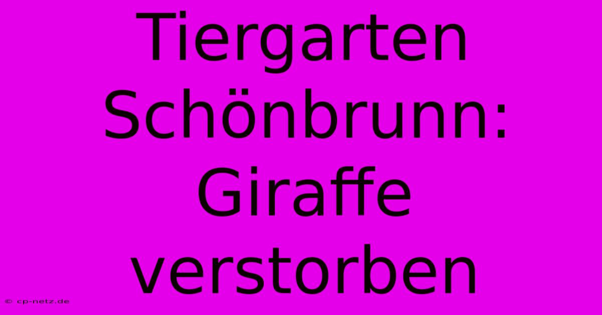 Tiergarten Schönbrunn: Giraffe Verstorben