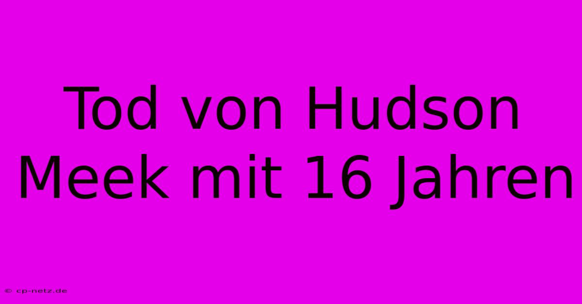 Tod Von Hudson Meek Mit 16 Jahren