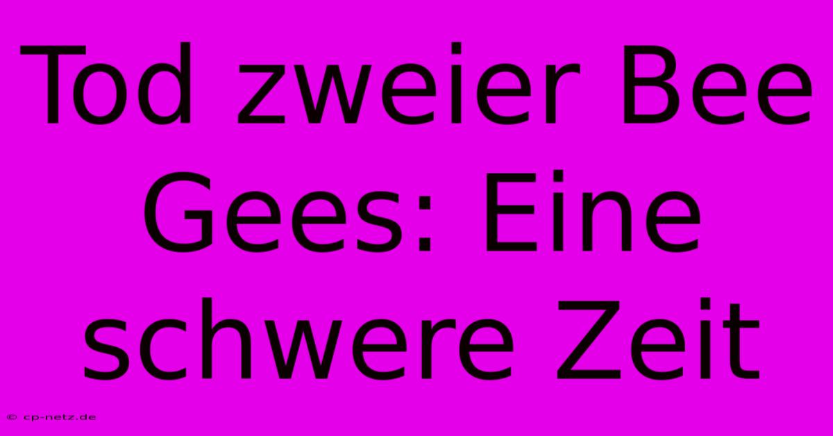 Tod Zweier Bee Gees: Eine Schwere Zeit