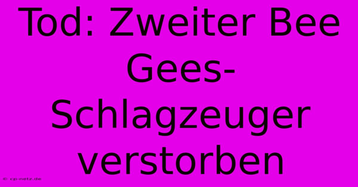 Tod: Zweiter Bee Gees-Schlagzeuger Verstorben