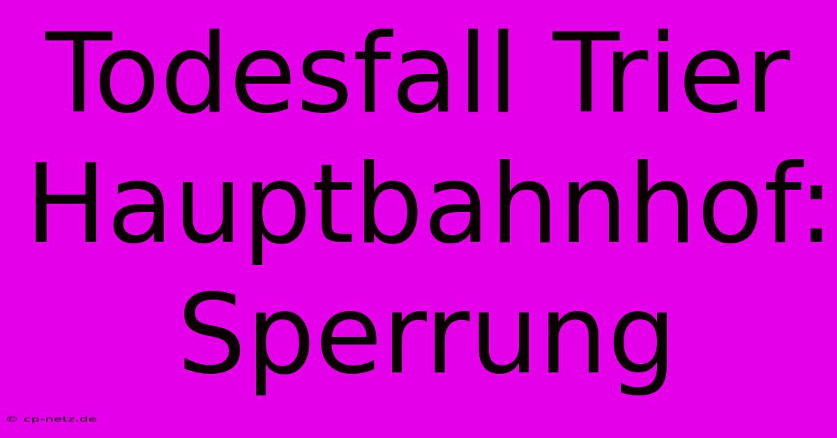 Todesfall Trier Hauptbahnhof: Sperrung