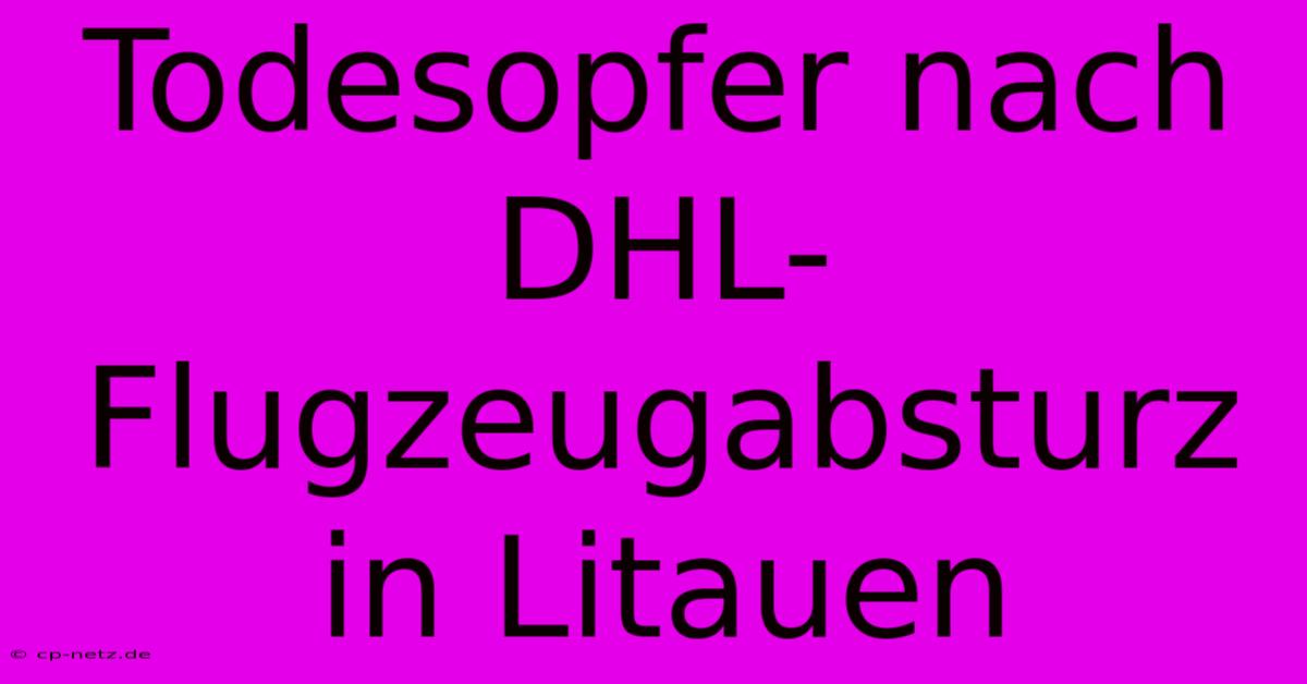 Todesopfer Nach DHL-Flugzeugabsturz In Litauen