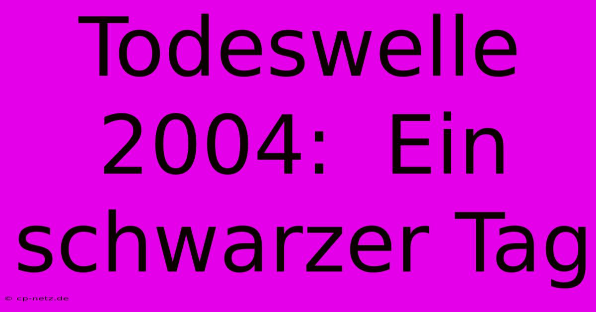 Todeswelle 2004:  Ein Schwarzer Tag