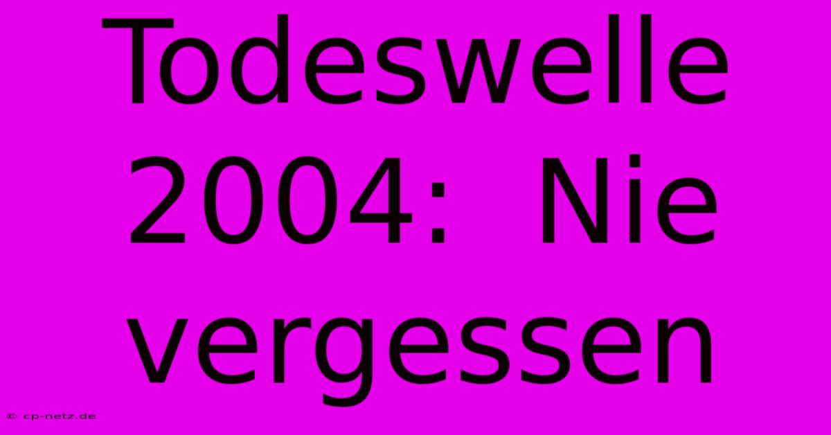 Todeswelle 2004:  Nie Vergessen