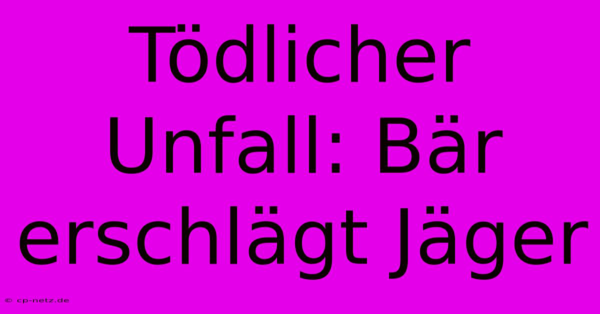 Tödlicher Unfall: Bär Erschlägt Jäger