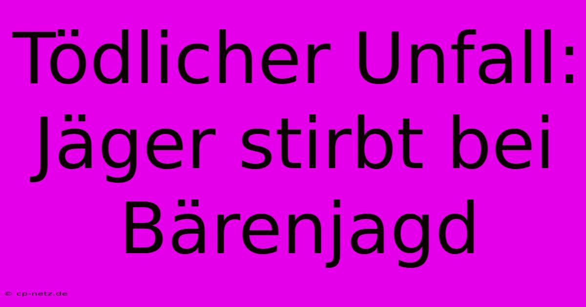 Tödlicher Unfall: Jäger Stirbt Bei Bärenjagd