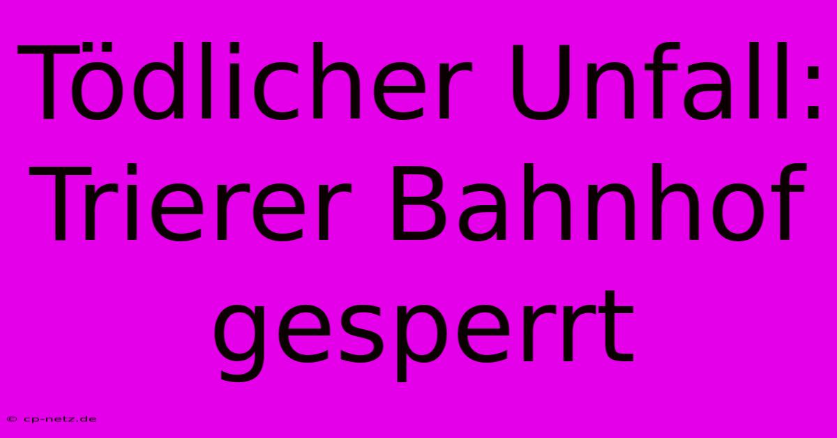 Tödlicher Unfall: Trierer Bahnhof Gesperrt