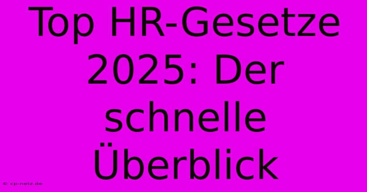 Top HR-Gesetze 2025: Der Schnelle Überblick