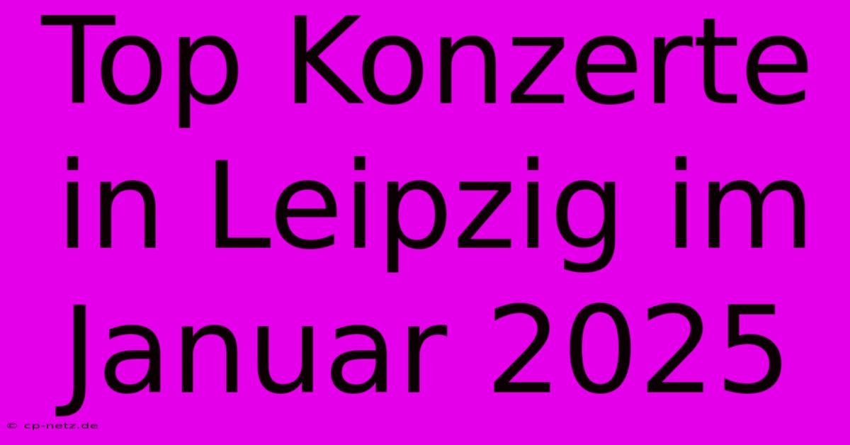 Top Konzerte In Leipzig Im Januar 2025