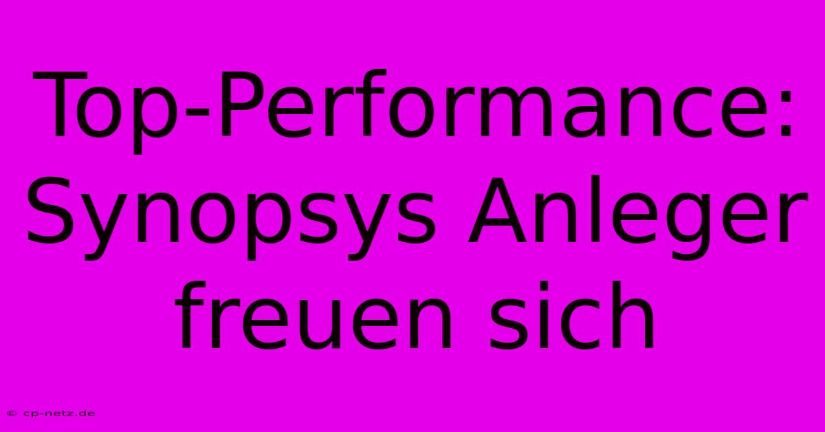 Top-Performance: Synopsys Anleger Freuen Sich